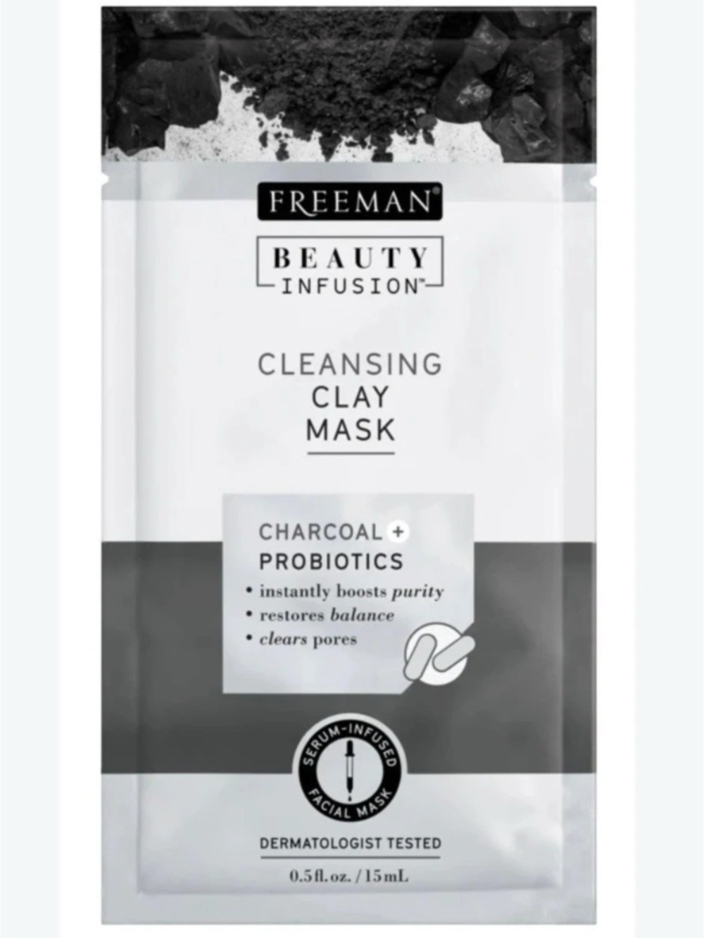 Freeman Beauty Infusion Cleansing Clay Mask Charcoal + Probiotics -1pc